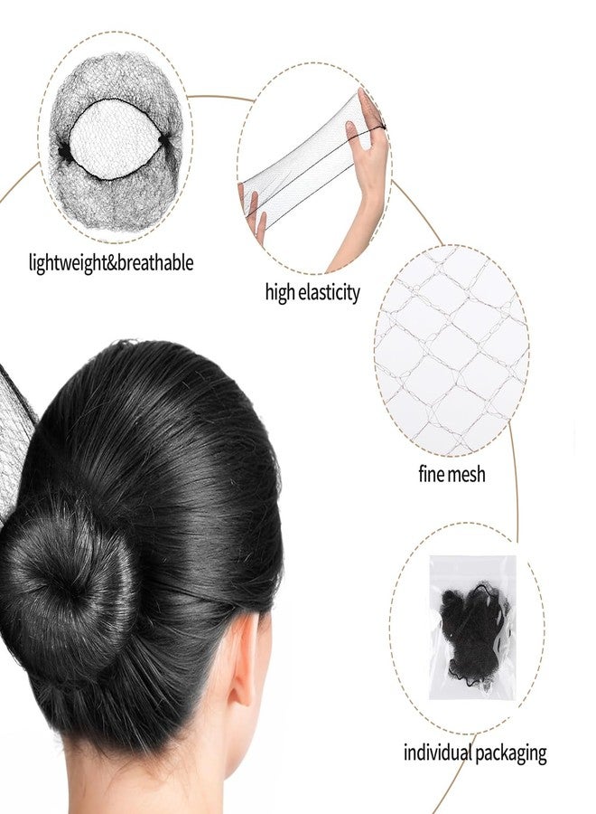 Bolsdoic 80Pcs Hair Net Set，30 Invisible Elastic Nylon Hair Net，40 U-Shaped Hair Pins and 10 Elastic Hair Ties,Suitable for Ballet Bun, Food Service, and Everyday Use（Black） - Image 3